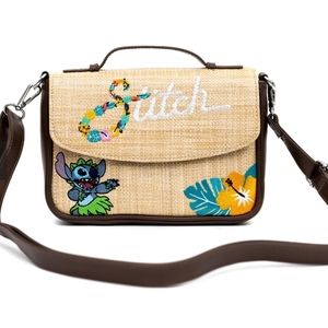 Disney Lilo And Stitch Embroidered Raffia Collection Crossbody Bag